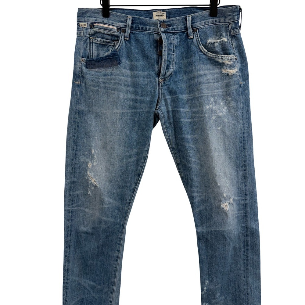 Citizens Of Humanity Distressed Blue Straight Jeans